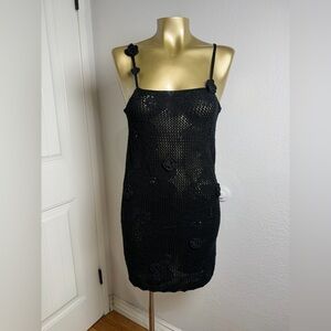 wild fable Black Crochet Knit Cover Up XS